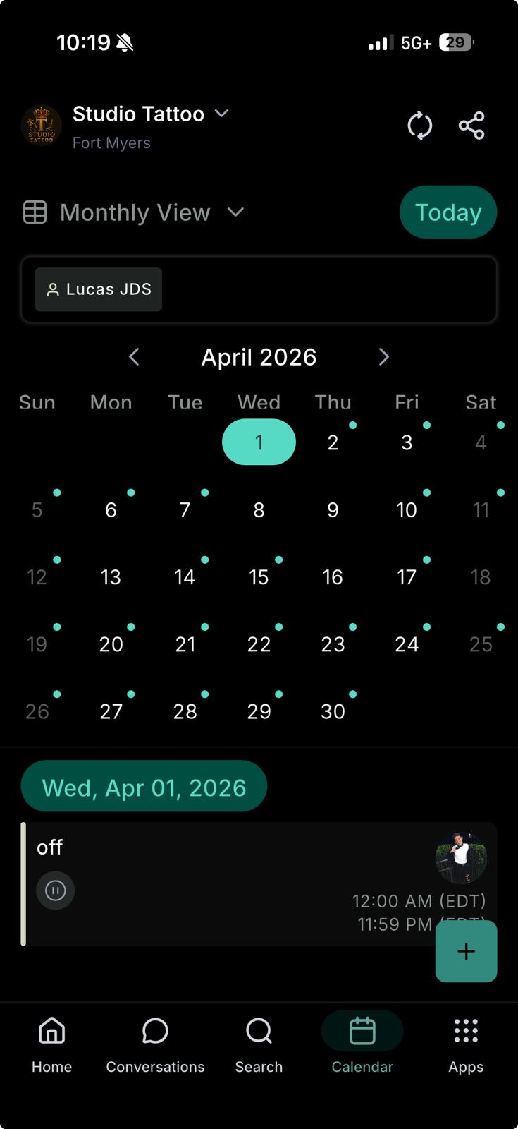 Fully booked calendar — April 2026